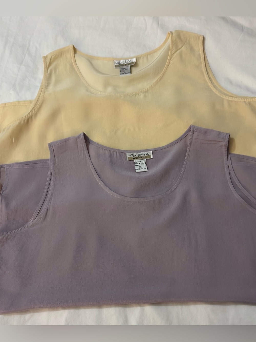 New York City Design Co. Set Of 2 100% silk sleeveless tank top shell Size XL